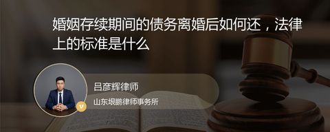 婚姻存续期间的债务离婚后如何还，法律上的标准是什么