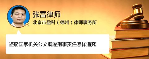 盗窃国家机关公文既遂刑事责任怎样追究